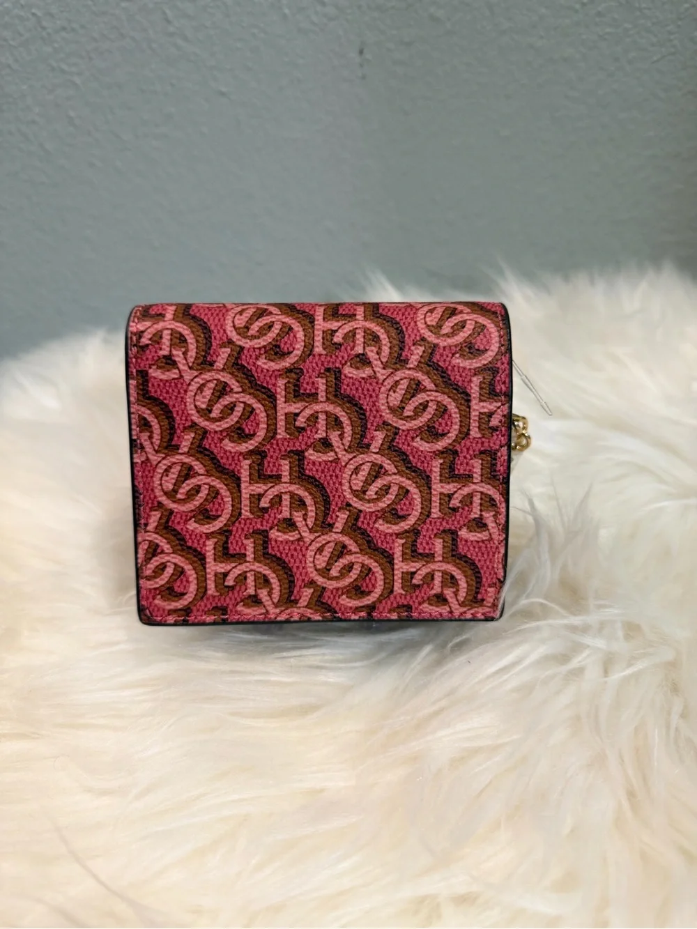 Coach Pink Monogram Compact Wallet